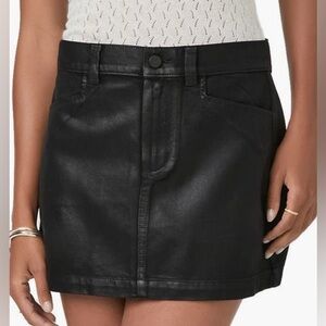 PAIGE Black Ryder Denim Midnight Oil Coating Skirt Size 32 NWT!